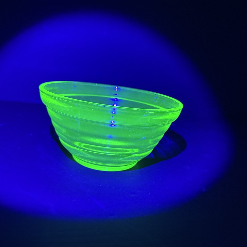 Vintage Green Depression Glass Bowl Ribbed 6" Serving Mixing Bowl